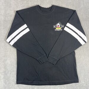 Disney Mickey Mouse Men's Large Black Long Sleeve Shirt Athletic Stripe Graphic